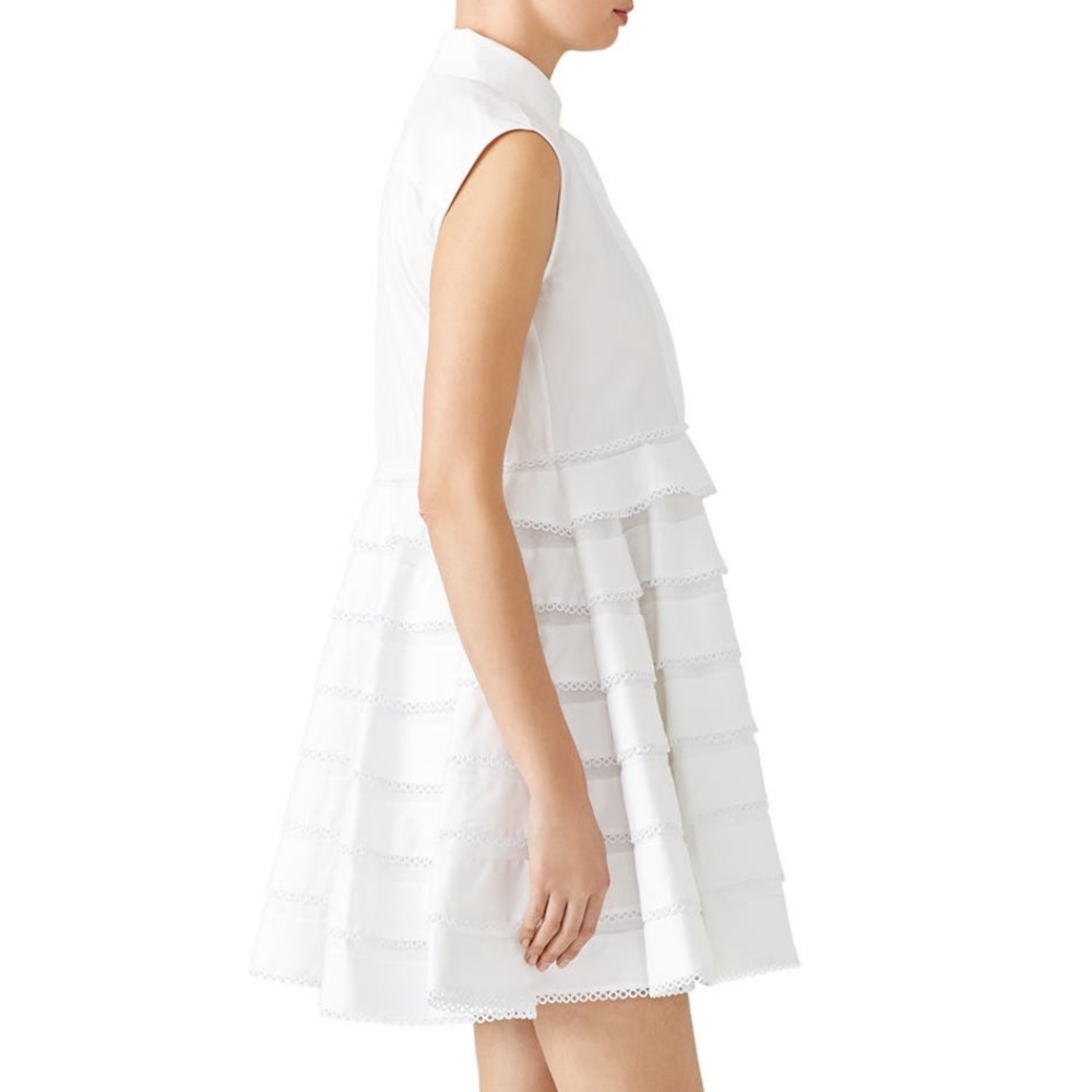 Carven White Crochet Shirt Dress in Size 40 - Picture 3 of 9